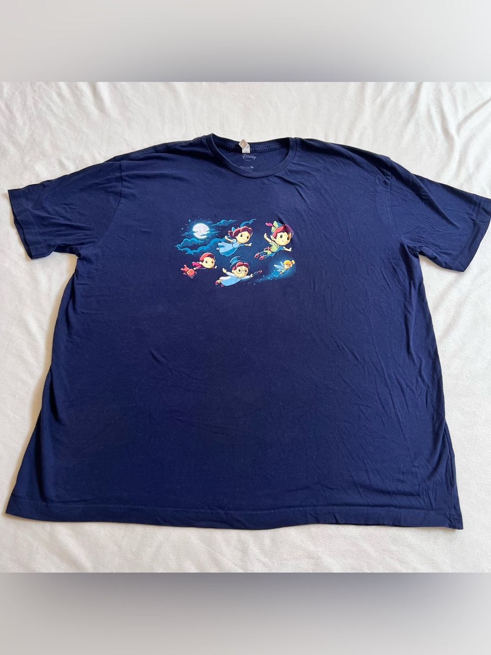 Disney Navy Blue Night Flight Graphic Tee Peter Pan Wendy Flying Cartoon